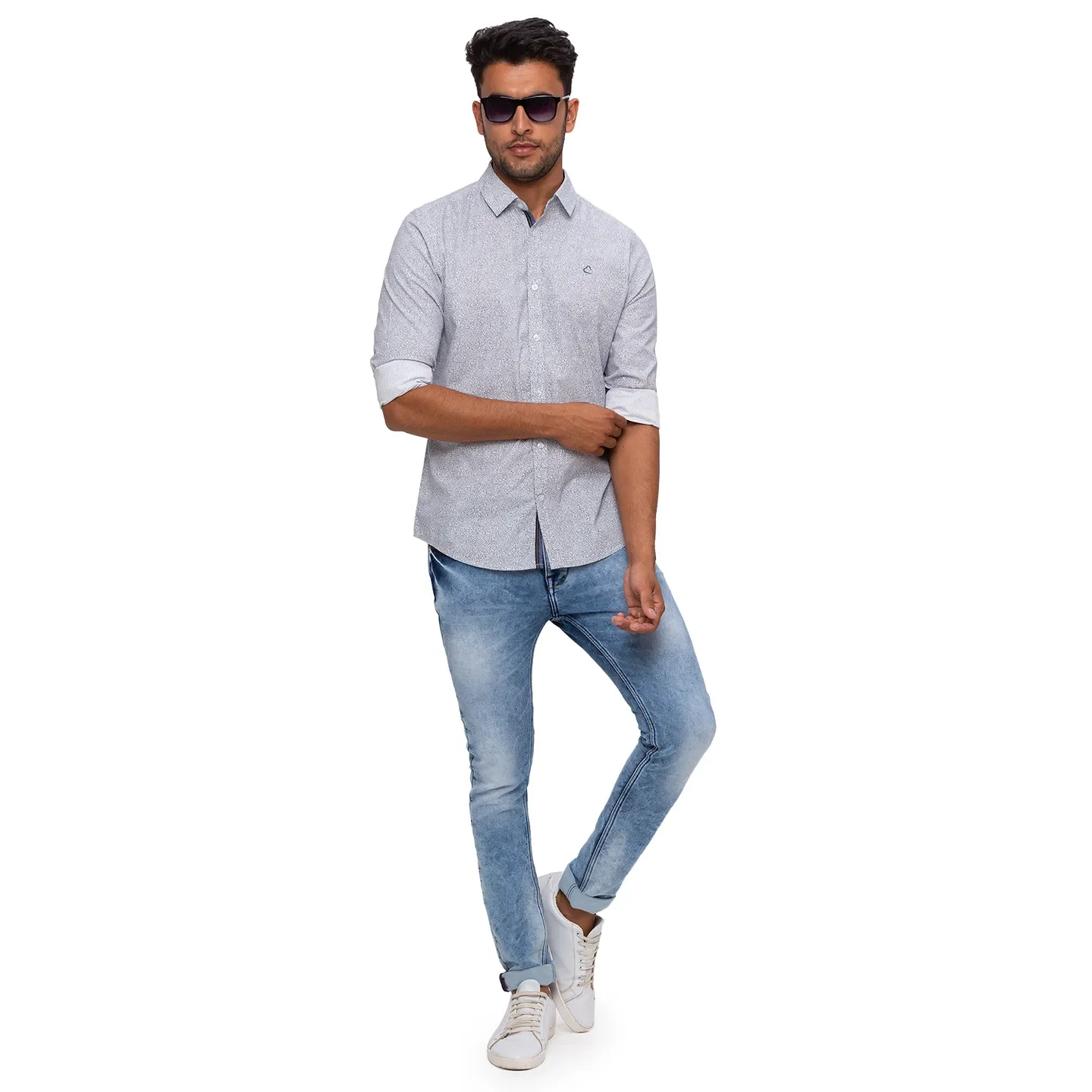 White Slim Straight Fit Regular Collar Long Sleeves Cotton Men's Shirt by Being Human Clothing - Image 6