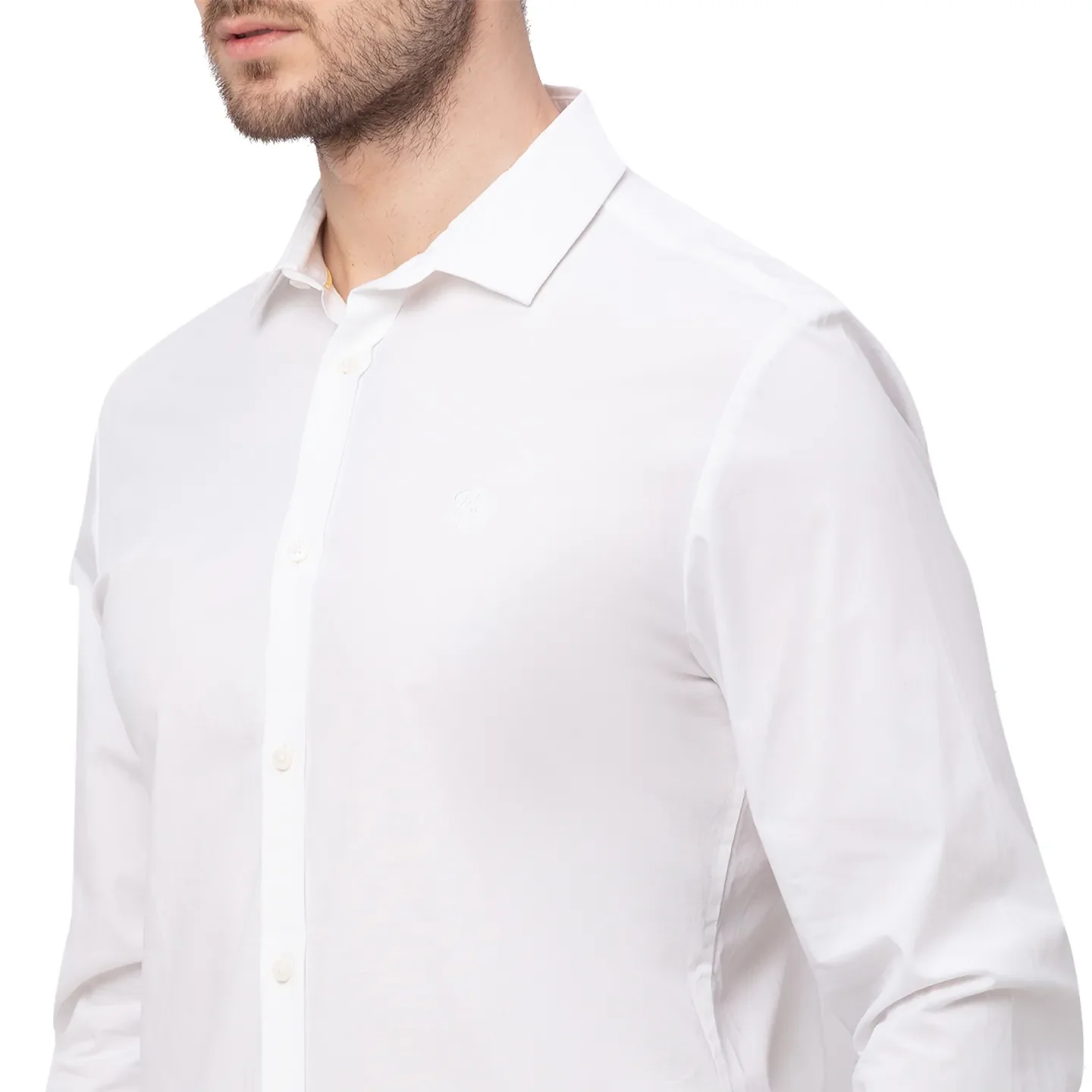 White Skinny Straight Fit Regular Collar Long Sleeves Cotton Men's Shirt by Being Human Clothing - Image 2