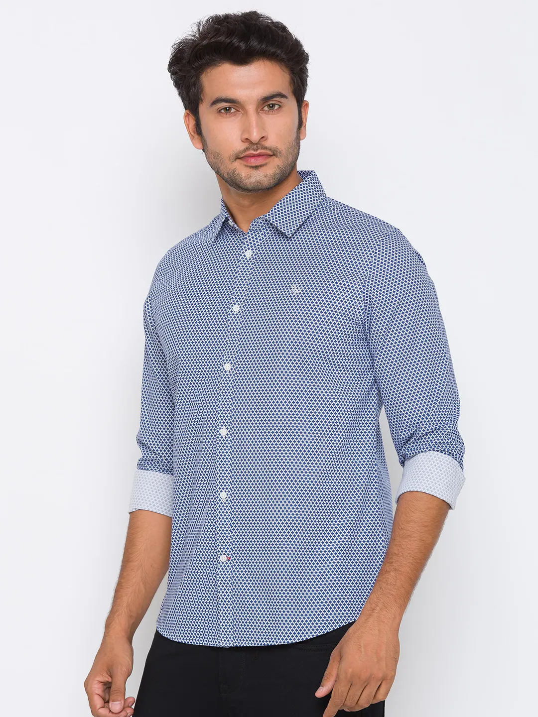 White Slim Straight Fit Regular Collar Long Sleeves Cotton Men's Shirt by Being Human Clothing - Image 2