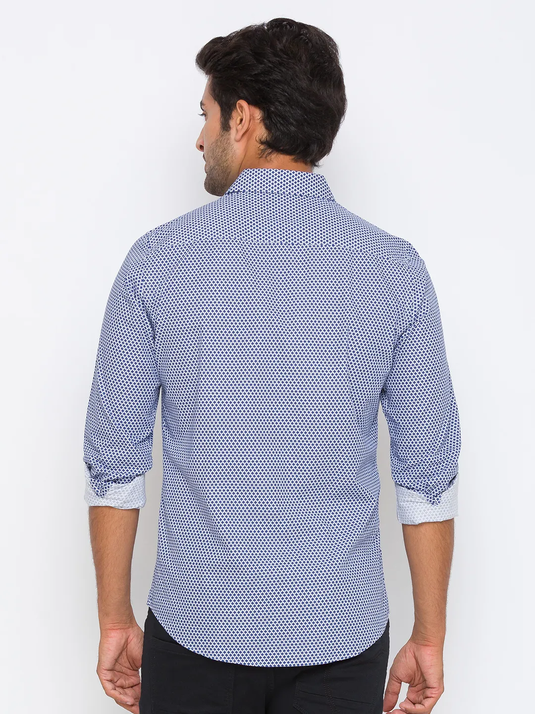 White Slim Straight Fit Regular Collar Long Sleeves Cotton Men's Shirt by Being Human Clothing - Image 3