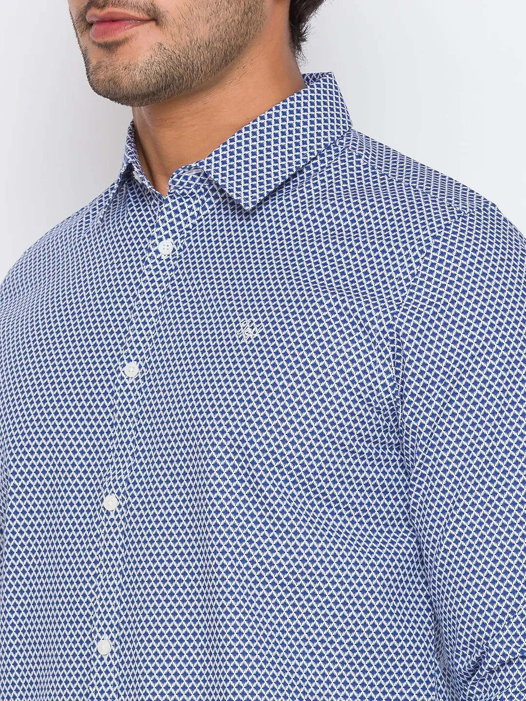 White Slim Straight Fit Regular Collar Long Sleeves Cotton Men's Shirt by Being Human Clothing - Image 4