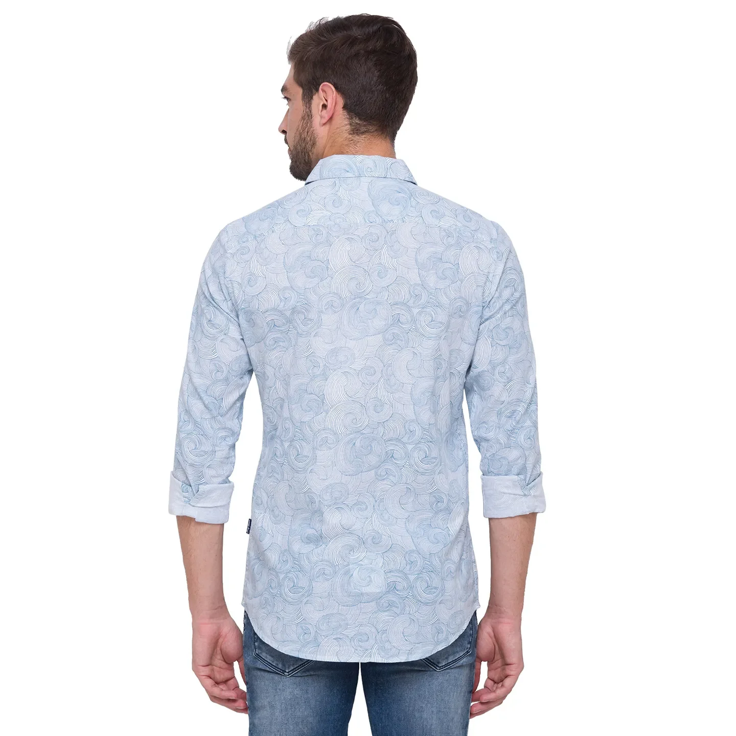 White Slim Straight Fit Regular Collar Long Sleeves Cotton Men's Shirt by Being Human Clothing - Image 2