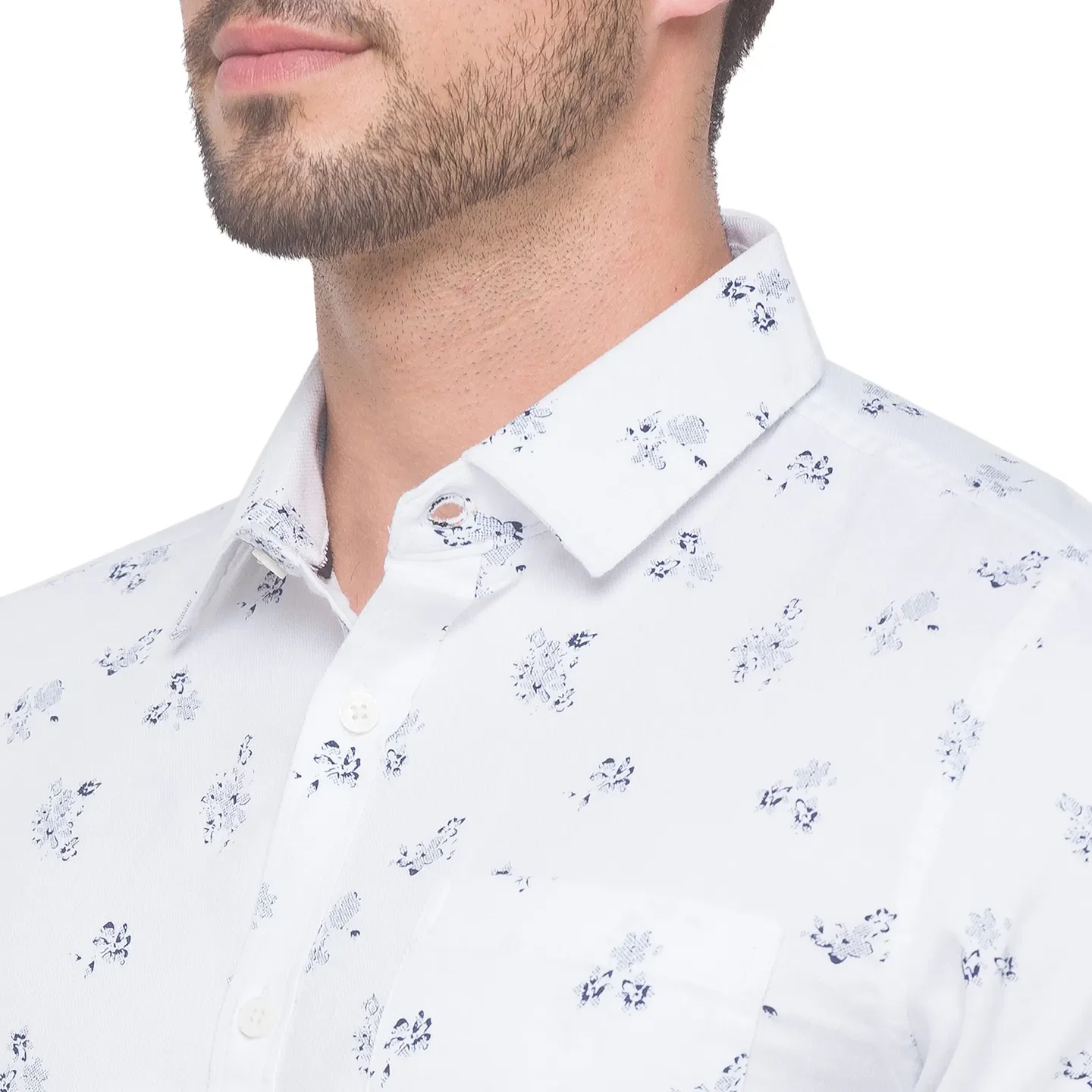 White Slim Straight Fit Regular Collar Long Sleeves Cotton Men's Shirt by Being Human Clothing - Image 3