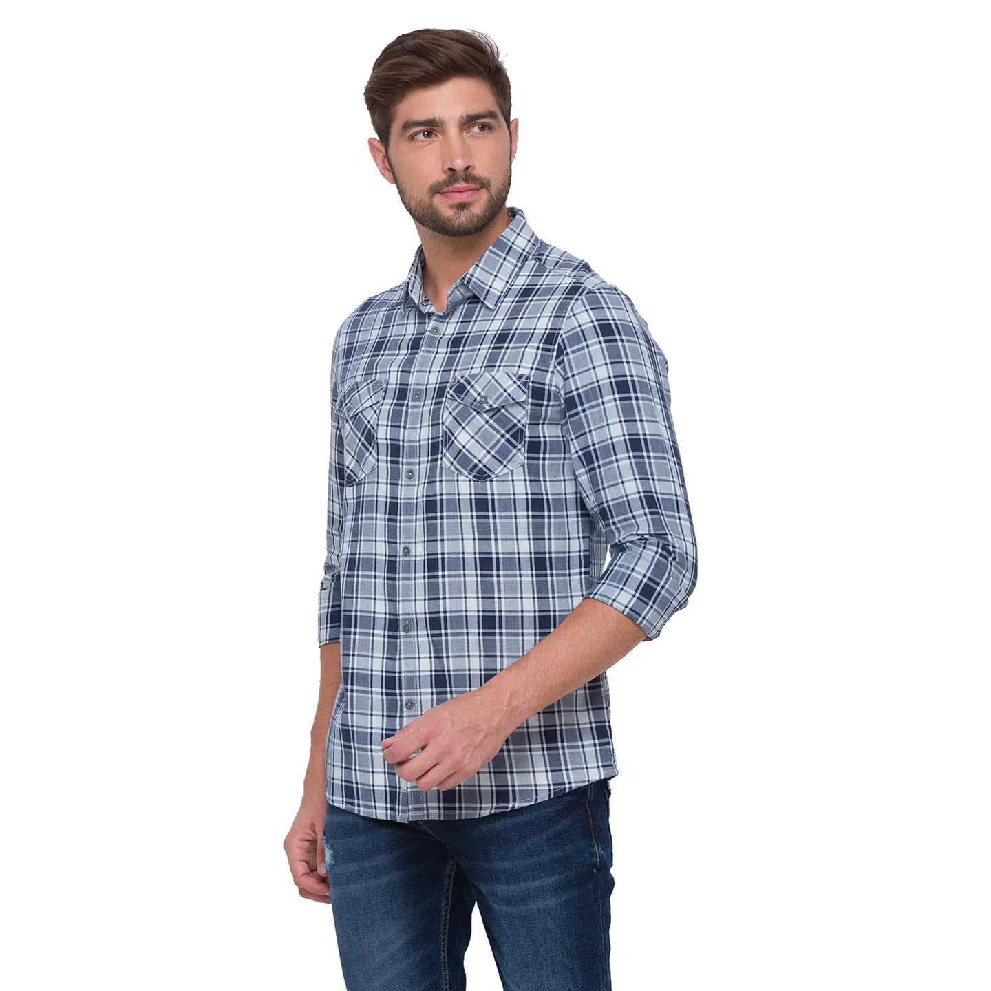 White Slim Straight Fit Men's Long Sleeves Shirt by Being Human Clothing - Image 4
