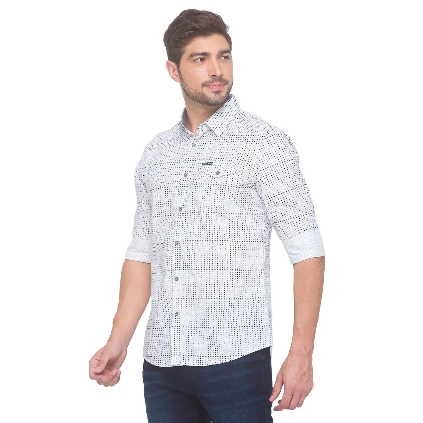 White Slim Straight Fit Men's Long Sleeves Shirt by Being Human Clothing - Image 4