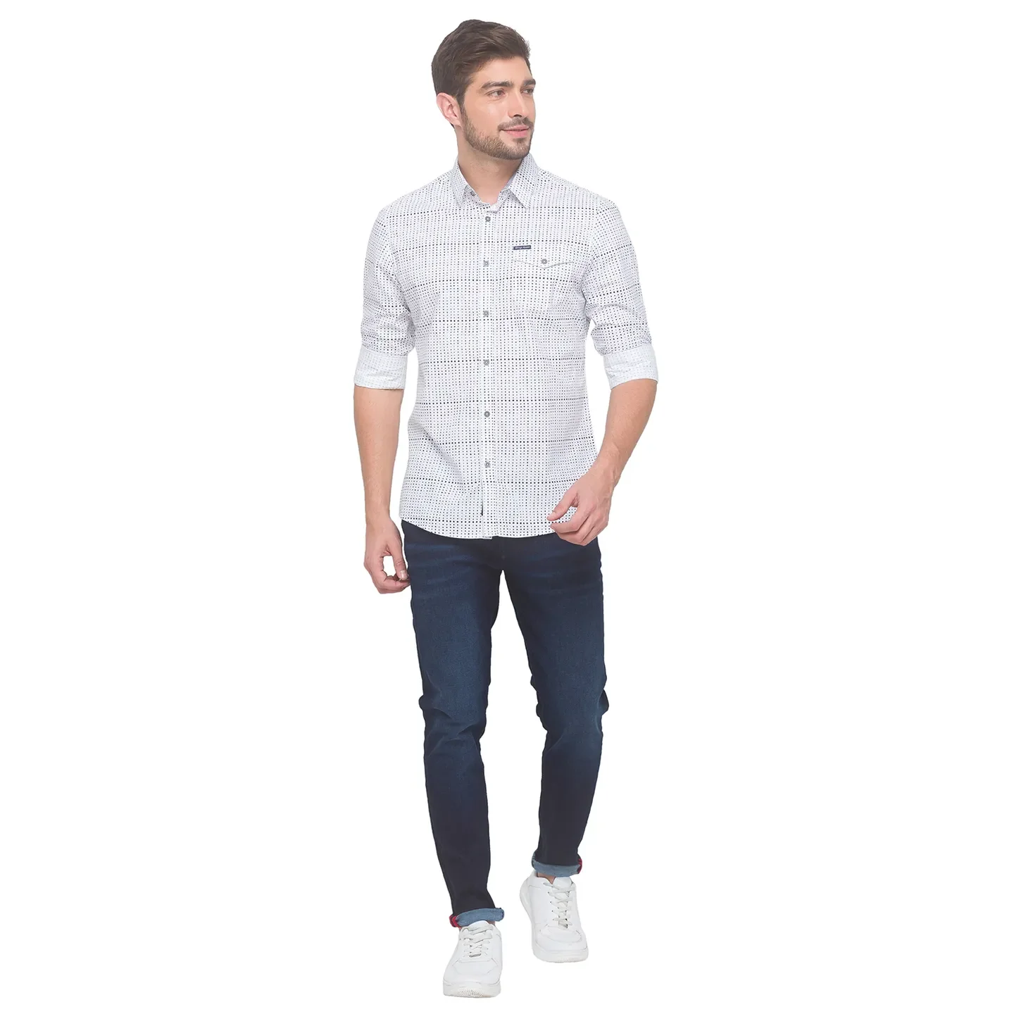 White Slim Straight Fit Men's Long Sleeves Shirt by Being Human Clothing - Image 5