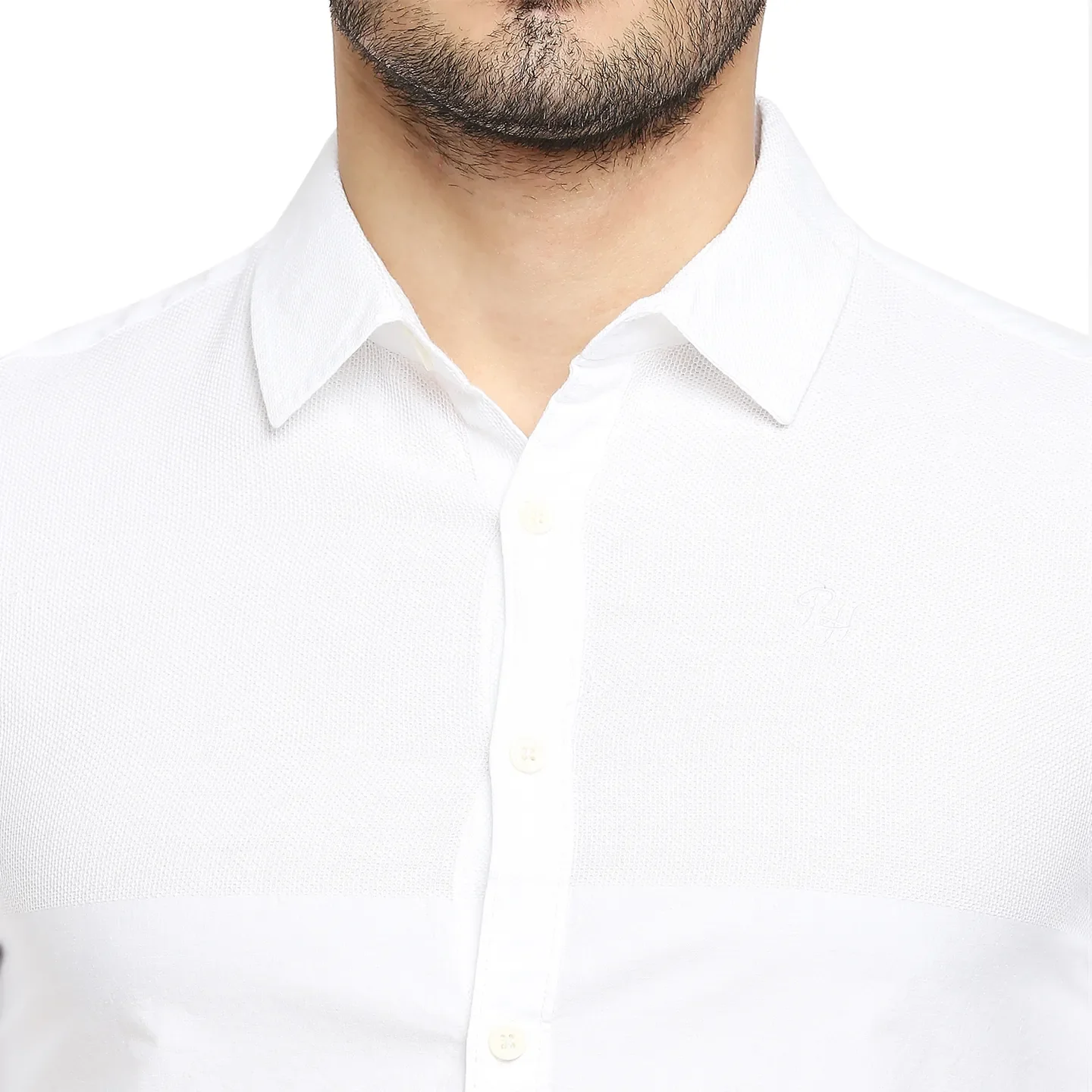 White Slim Straight Fit Regular Collar Long Sleeves Cotton Men's Shirt by Being Human Clothing - Image 5