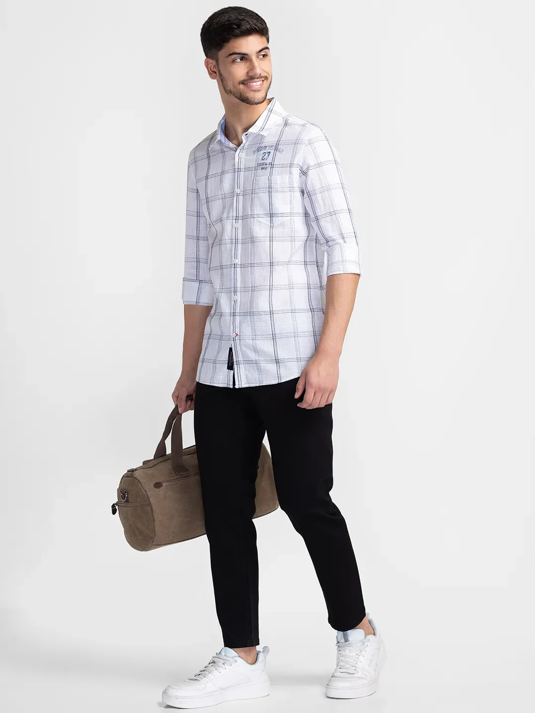 White Slim Fit Regular Collar Men's Shirt by Being Human Clothing - Image 6