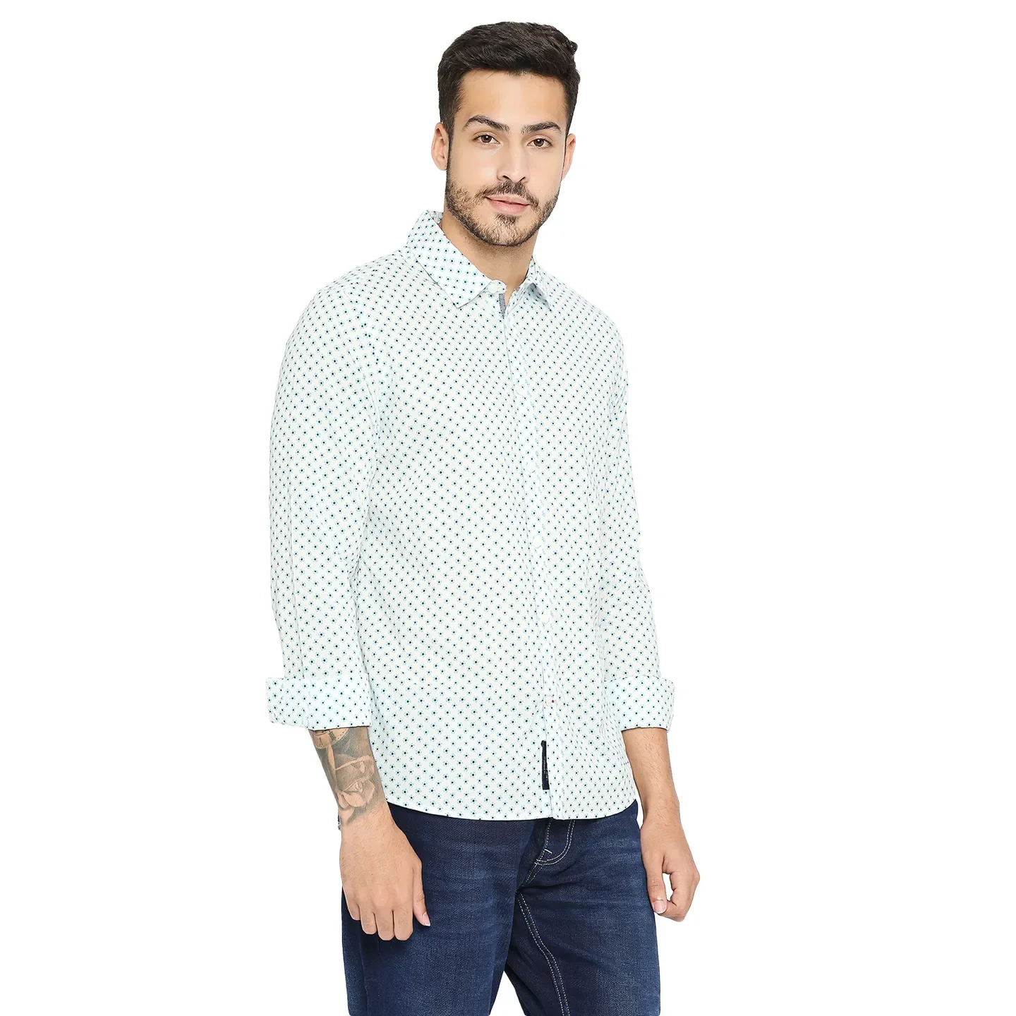 White Slim Fit Regular Collar Men's Shirt by Being Human Clothing - Image 3