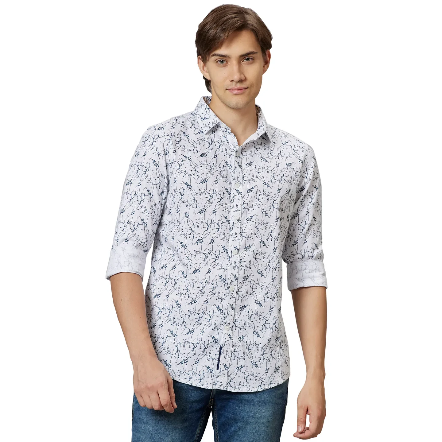 White Slim Fit Regular Collar Men's Shirt by Being Human Clothing