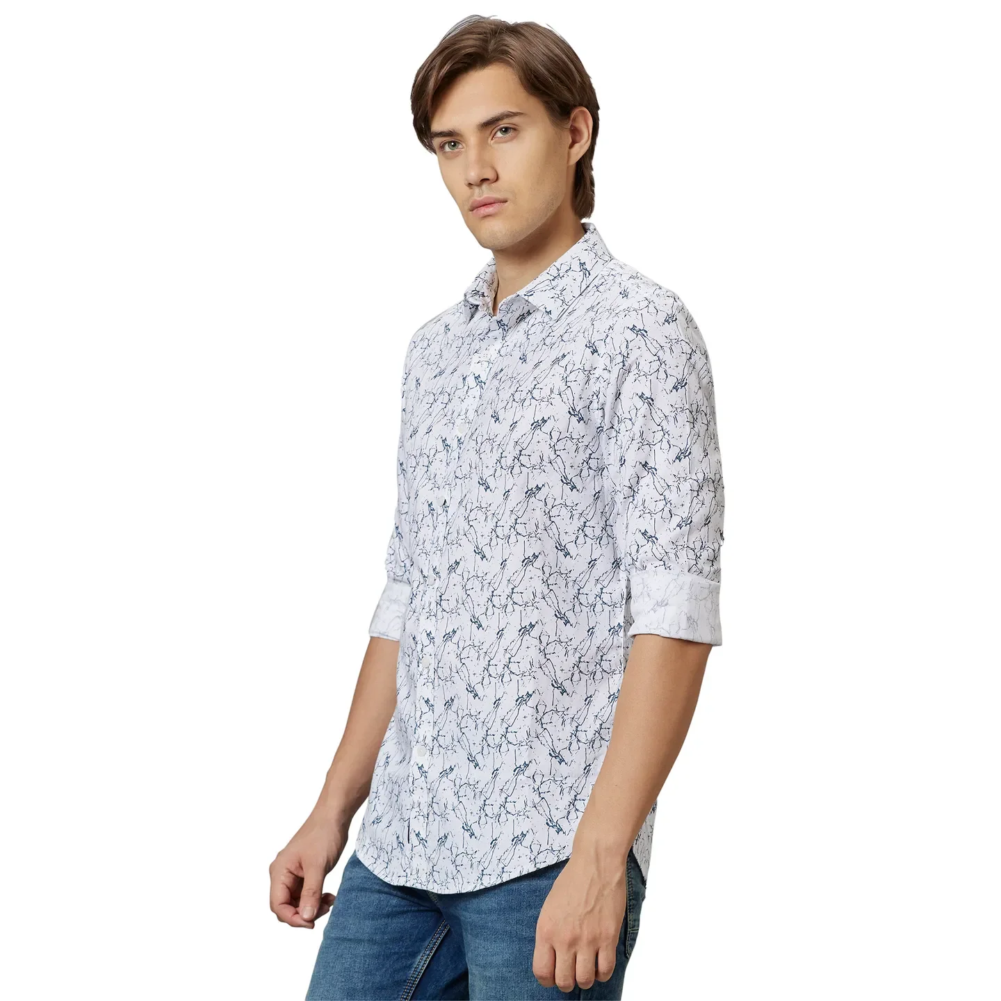 White Slim Fit Regular Collar Men's Shirt by Being Human Clothing - Image 3