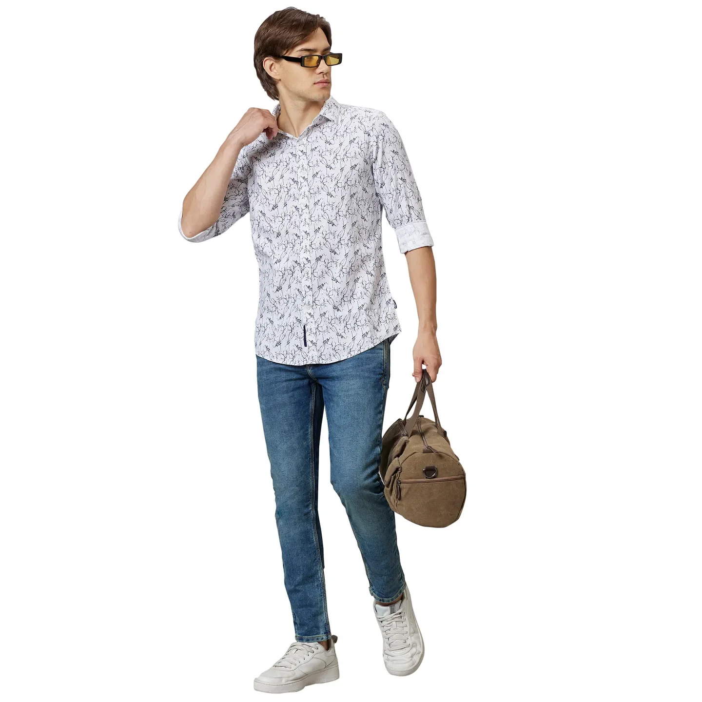 White Slim Fit Regular Collar Men's Shirt by Being Human Clothing - Image 5