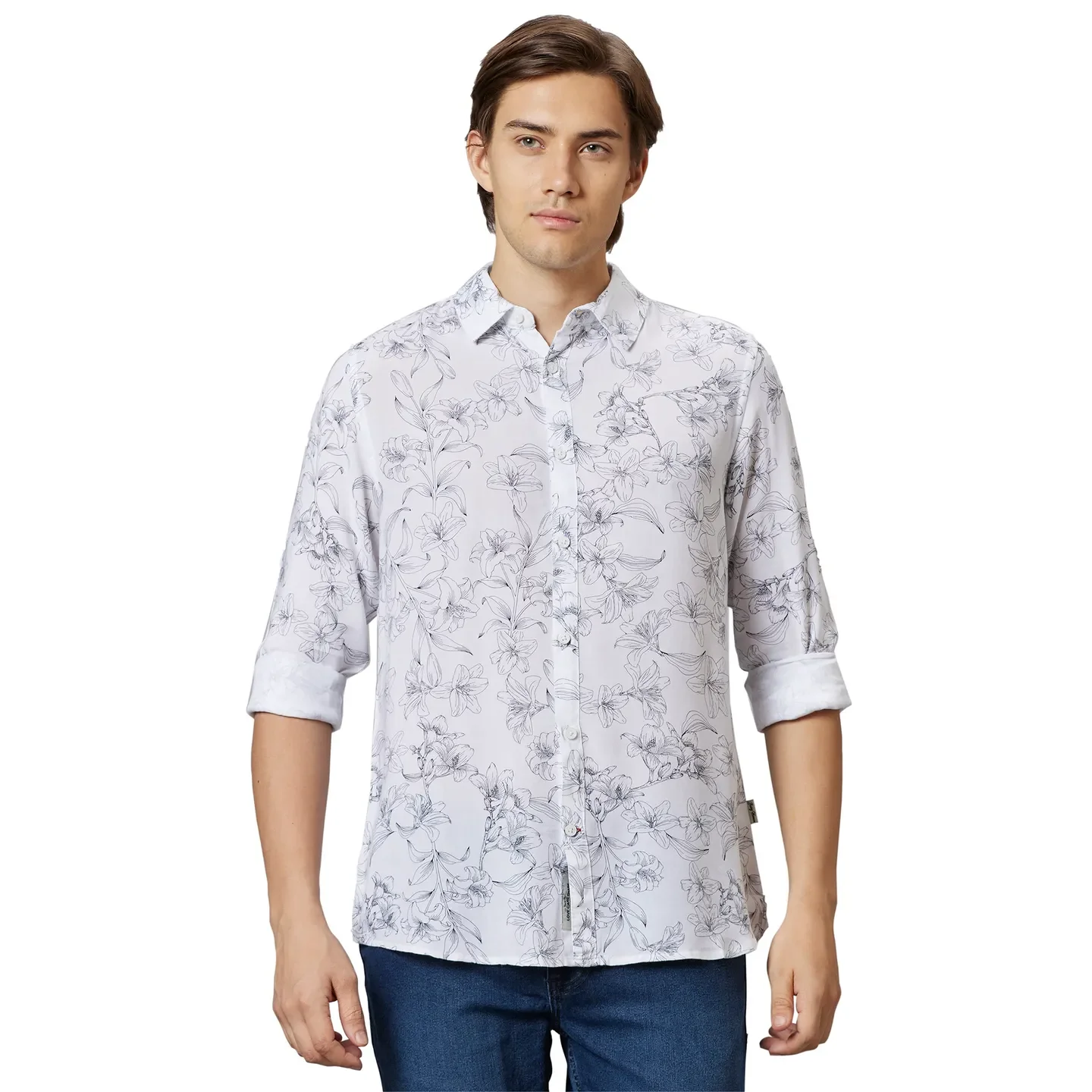 White Slim Fit Regular Collar Men's Shirt by Being Human Clothing