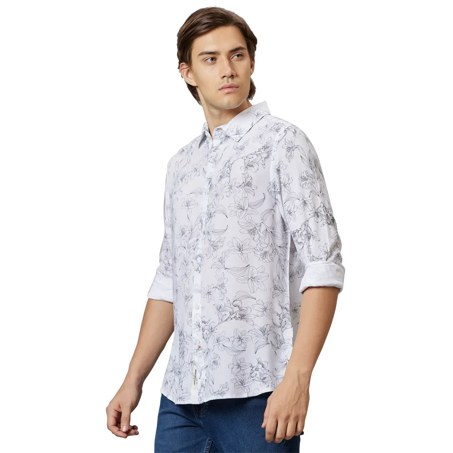 White Slim Fit Regular Collar Men's Shirt by Being Human Clothing - Image 3