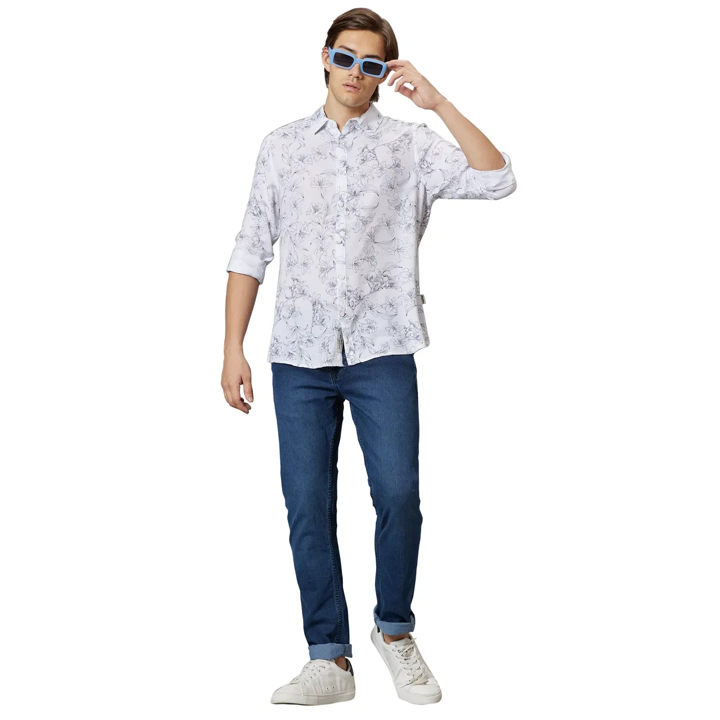White Slim Fit Regular Collar Men's Shirt by Being Human Clothing - Image 5