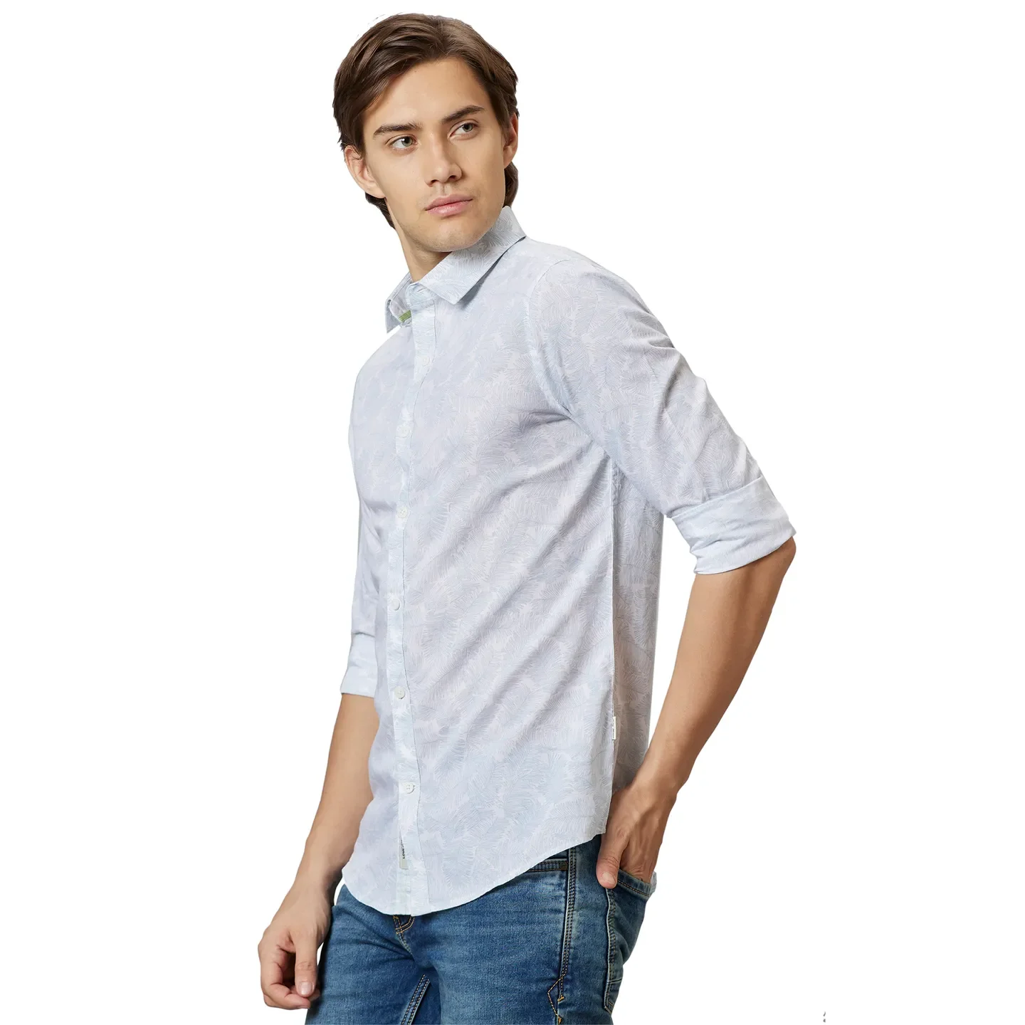 White Slim Fit Regular Collar Men's Shirt by Being Human Clothing - Image 3