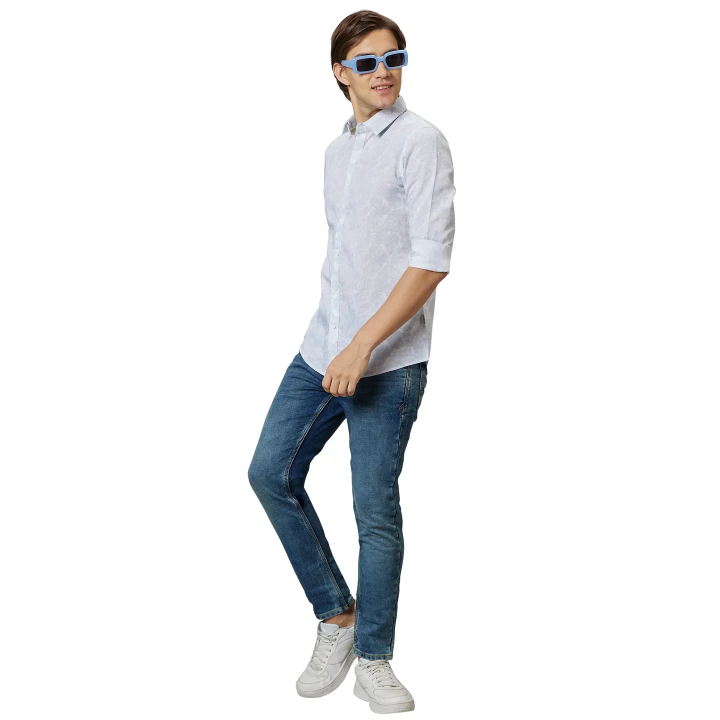 White Slim Fit Regular Collar Men's Shirt by Being Human Clothing - Image 5