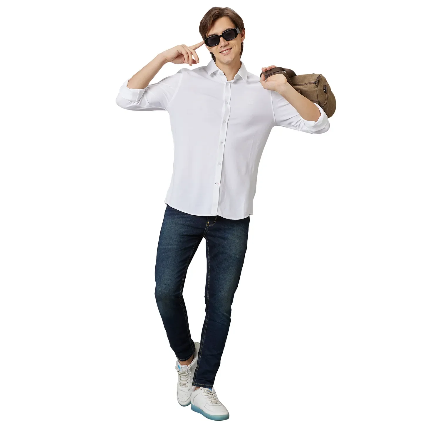 White Super Slim Fit Regular Collar Men's Shirt by Being Human Clothing - Image 5
