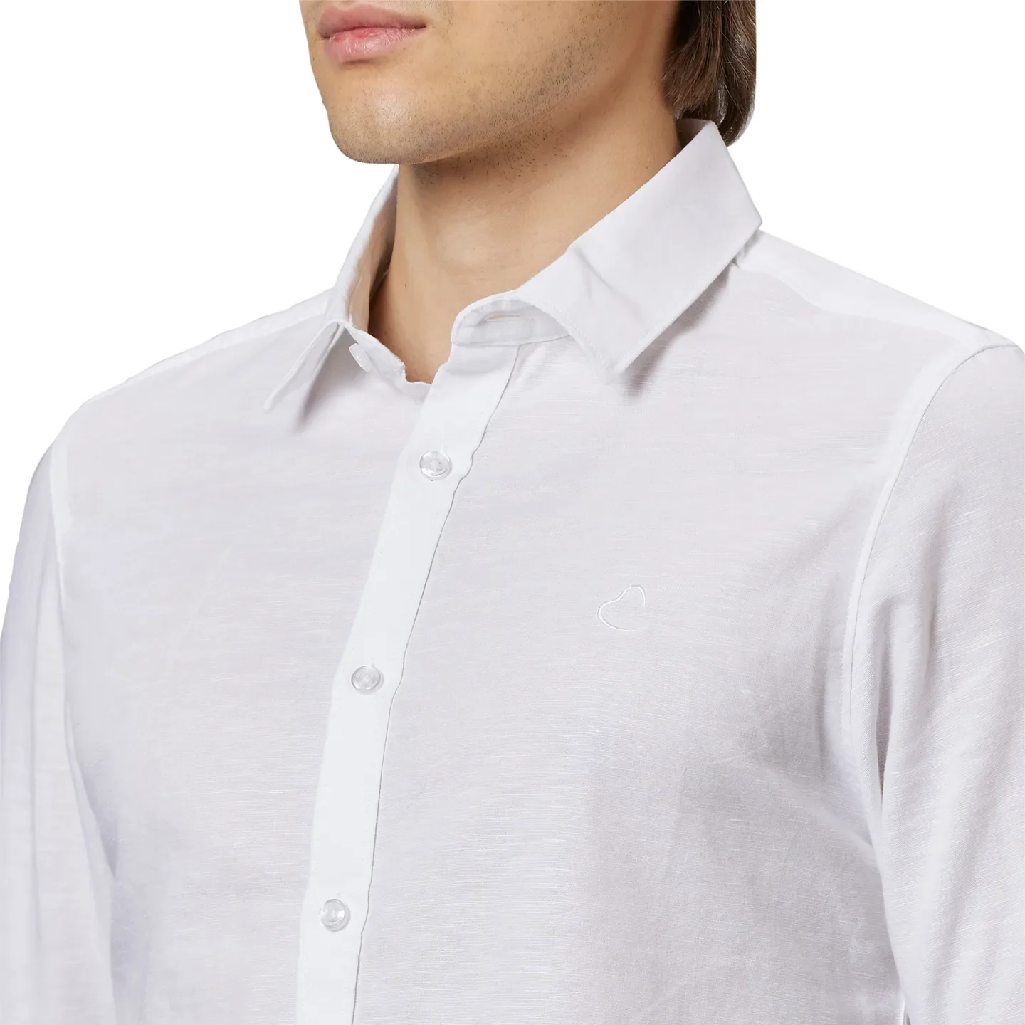 White Slim Straight Fit Regular Collar Long Sleeves Cotton Men's Shirt by Being Human Clothing - Image 4