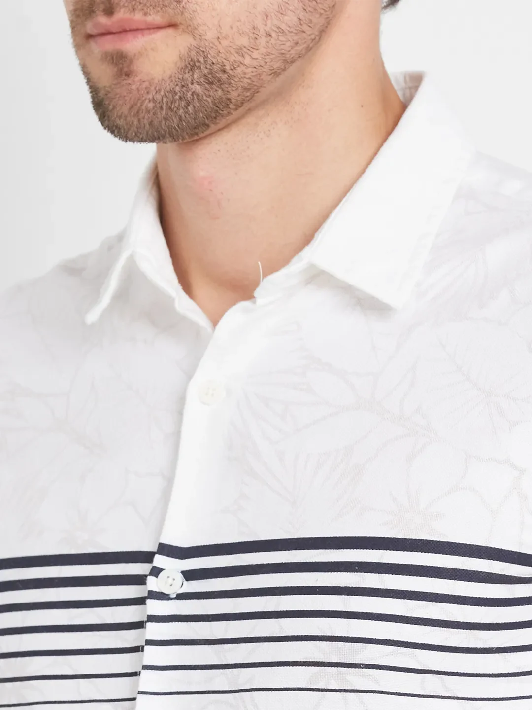 White Slim Straight Fit Regular Collar Long Sleeves Men's Shirt by Being Human Clothing - Image 5