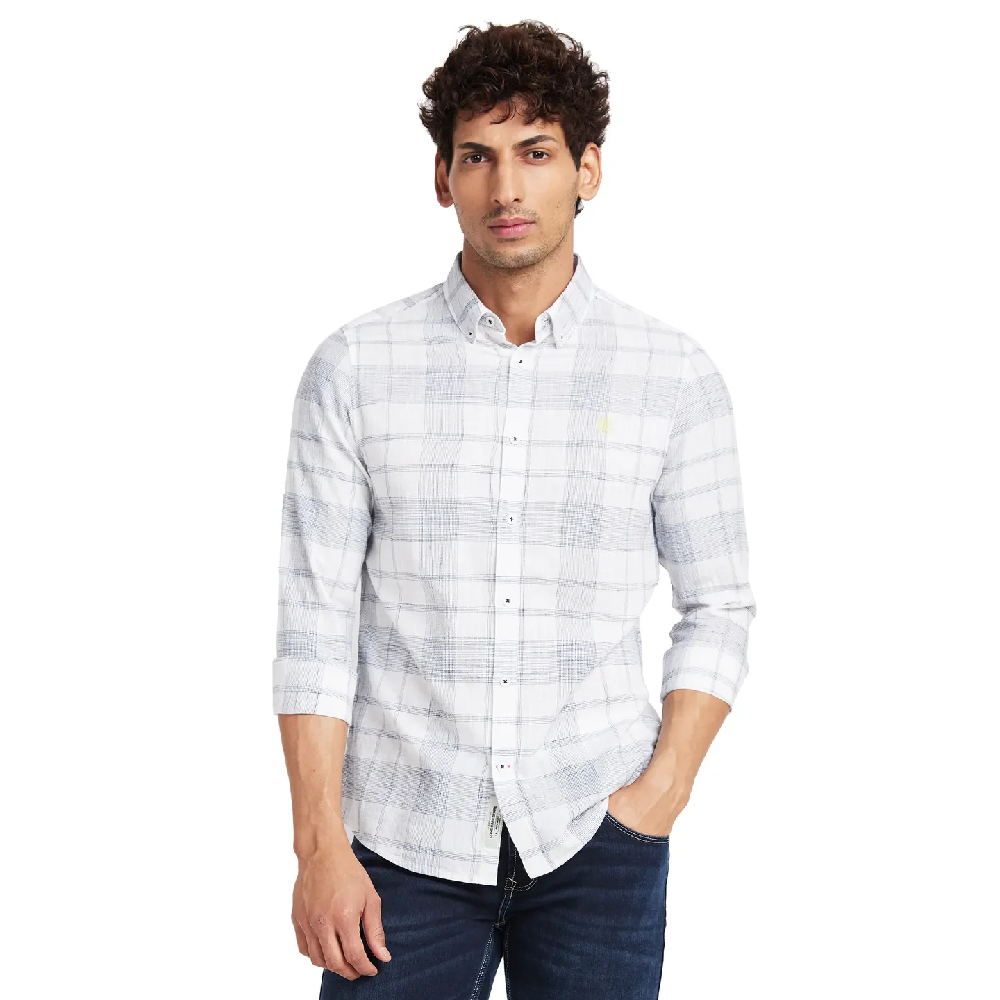 White Slim Fit Regular Collar Men's Shirt by Being Human Clothing