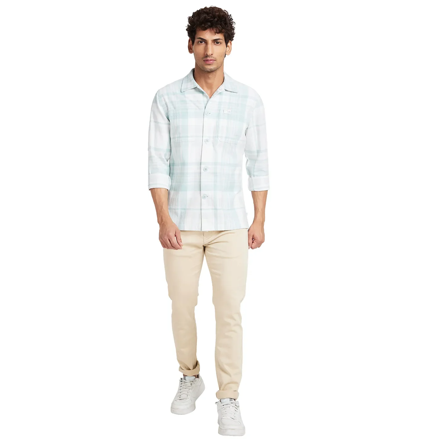 White Slim Straight Fit Regular Collar Long Sleeves Men's Shirt by Being Human Clothing - Image 2