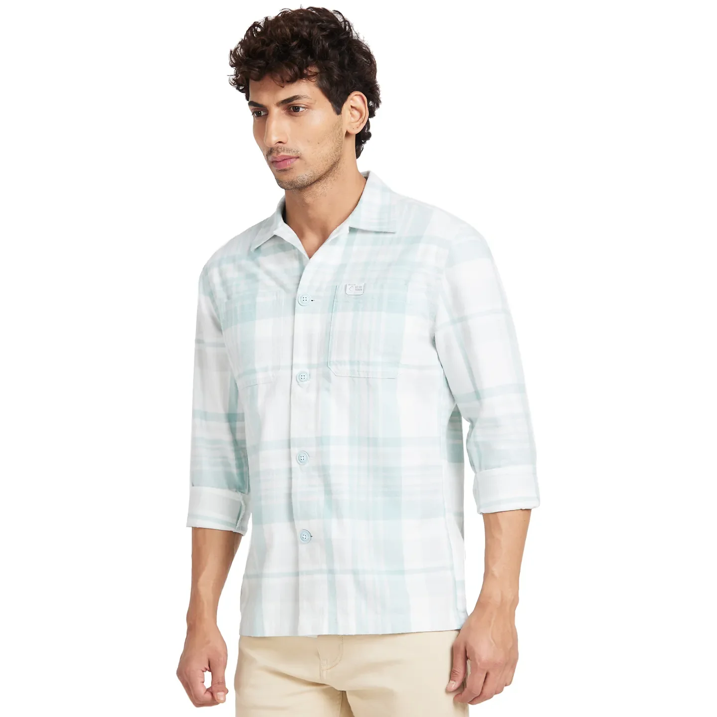 White Slim Straight Fit Regular Collar Long Sleeves Men's Shirt by Being Human Clothing - Image 3