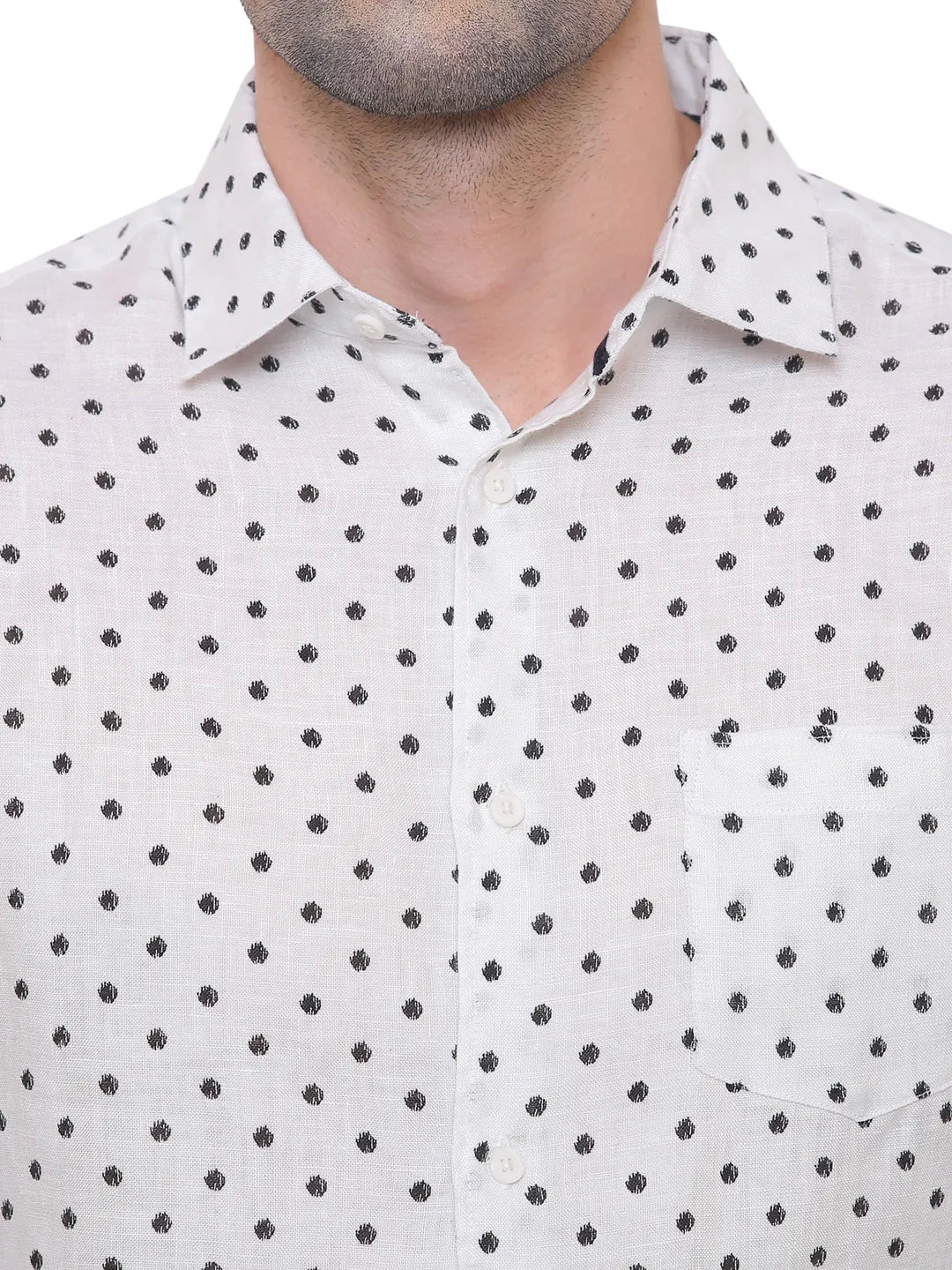 White Slim Straight Fit Regular Collar Long Sleeves Cotton Men's Shirt by Being Human Clothing - Image 5