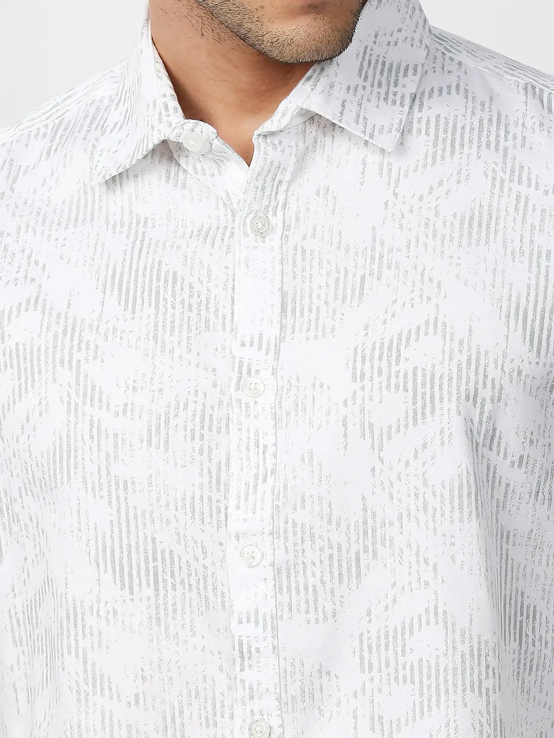 White Slim Straight Fit Regular Collar Long Sleeves Men's Shirt by Being Human Clothing - Image 5