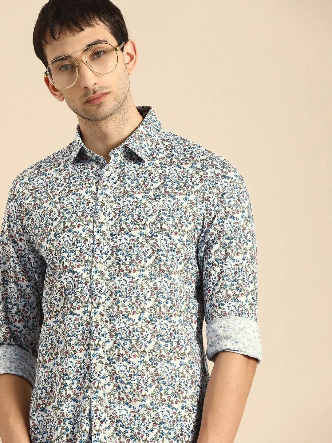 White Slim Straight Fit Regular Collar Long Sleeves Men's Shirt by Being Human Clothing