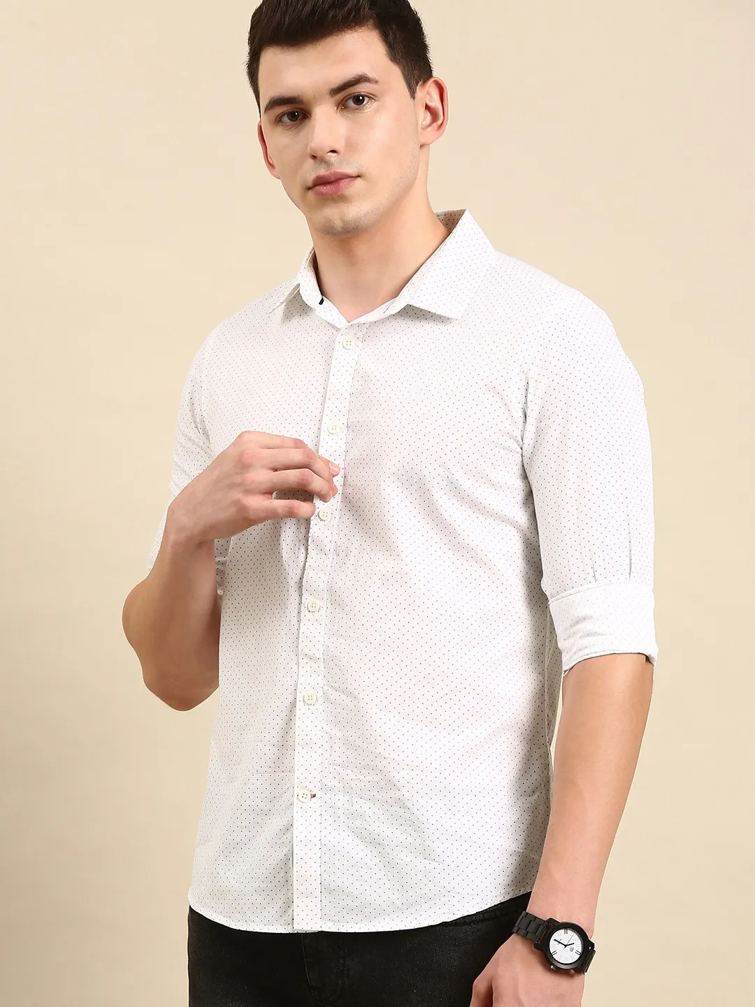 White Slim Fit Regular Collar Men's Shirt by Being Human Clothing - Image 2