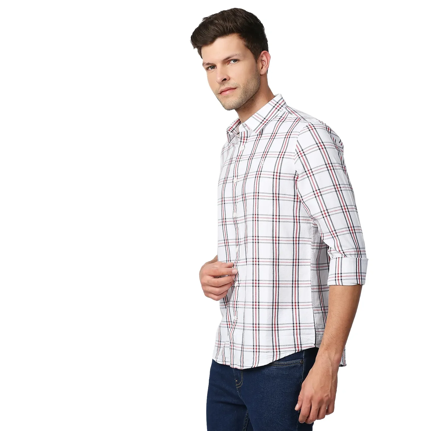 White Slim Straight Fit Regular Collar Long Sleeves Men's Shirt by Being Human Clothing - Image 2