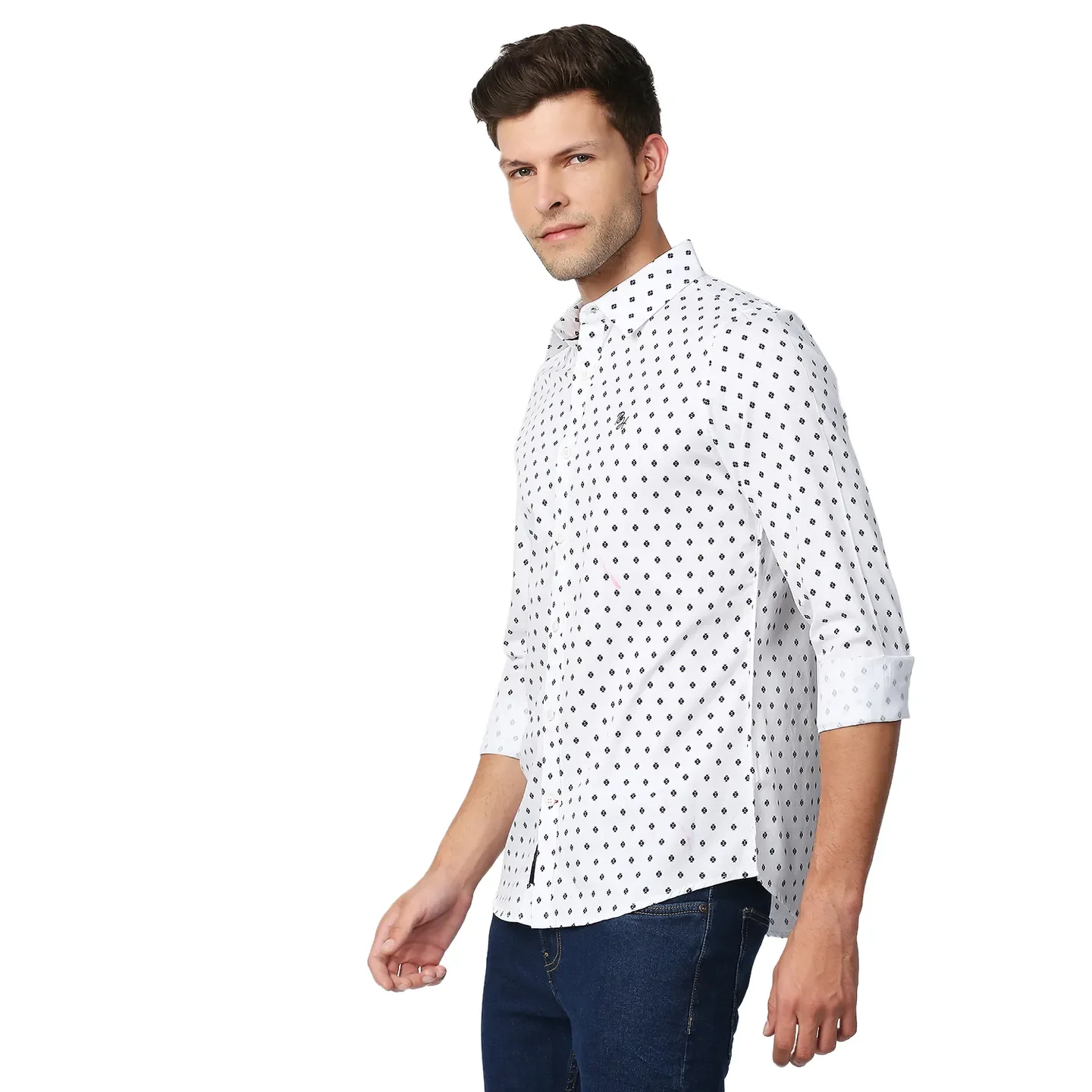 White Slim Straight Fit Regular Collar Long Sleeves Men's Shirt by Being Human Clothing - Image 2