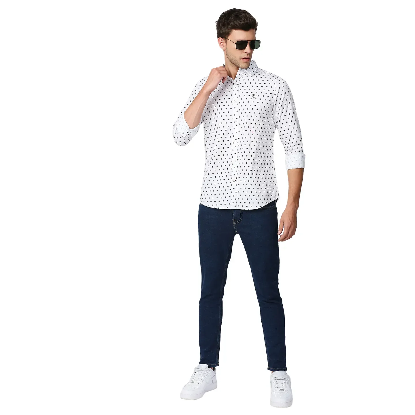 White Slim Straight Fit Regular Collar Long Sleeves Men's Shirt by Being Human Clothing - Image 6