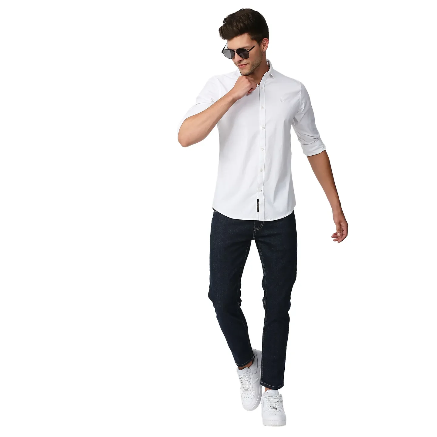 White Super Slim Fit Regular Collar Long Sleeves Men's Shirt by Being Human Clothing - Image 6