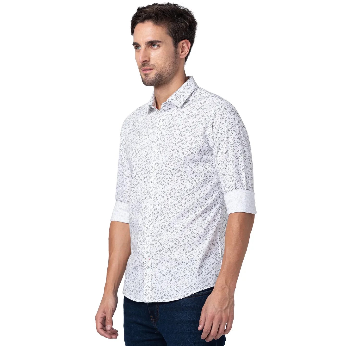 White Slim Straight Fit Regular Collar Long Sleeves Men's Shirt by Being Human Clothing - Image 2