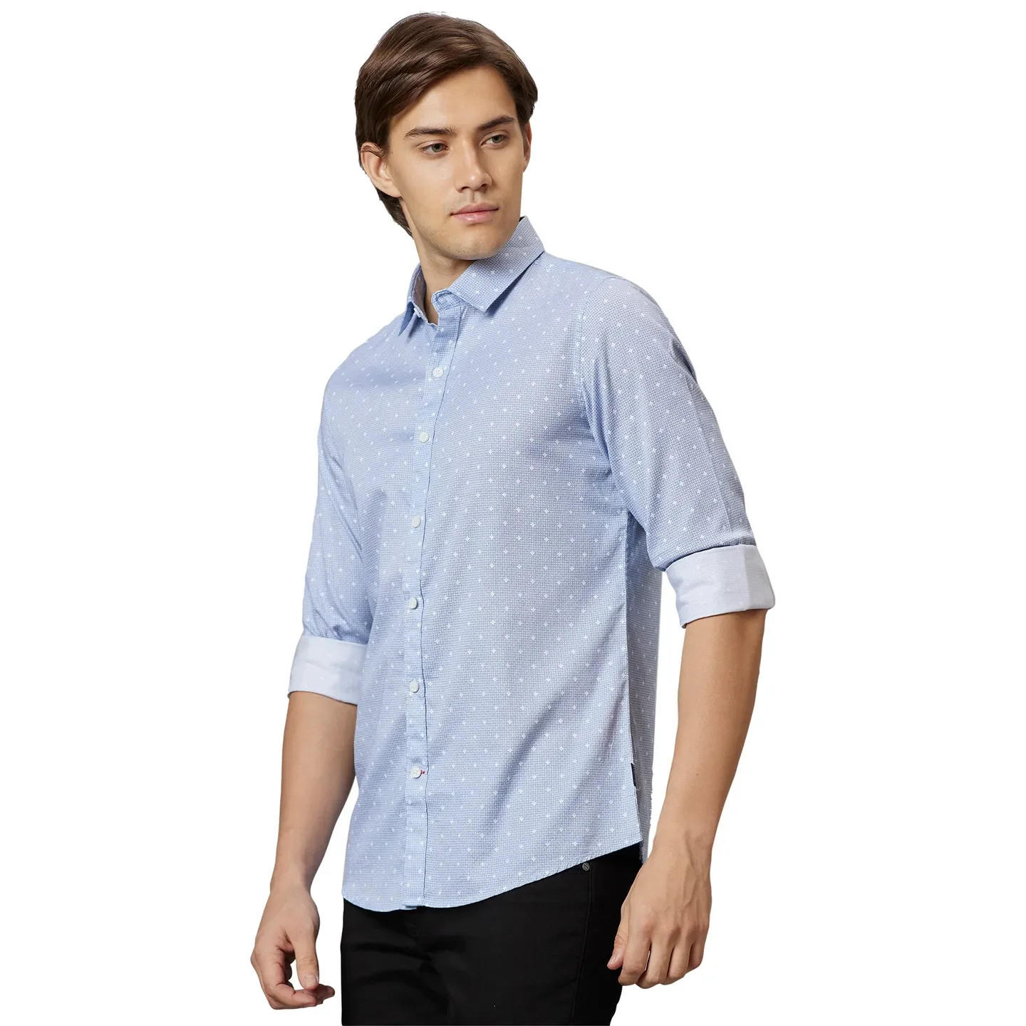 White Slim Straight Fit Regular Collar Long Sleeves Cotton Men's Shirt by Being Human Clothing - Image 3