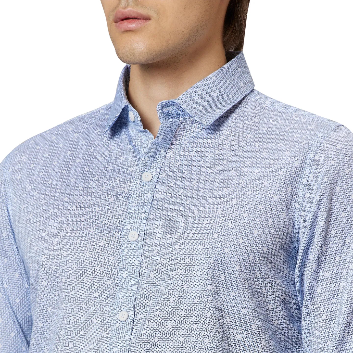 White Slim Straight Fit Regular Collar Long Sleeves Cotton Men's Shirt by Being Human Clothing - Image 4