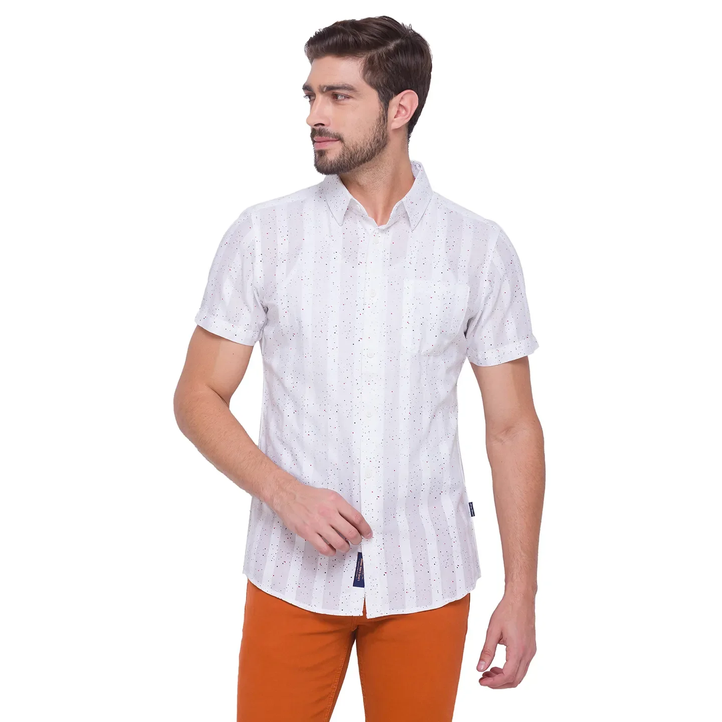 White Slim Straight Fit Regular Collar Short Sleeves Cotton Men's Shirt by Being Human Clothing - Image 4