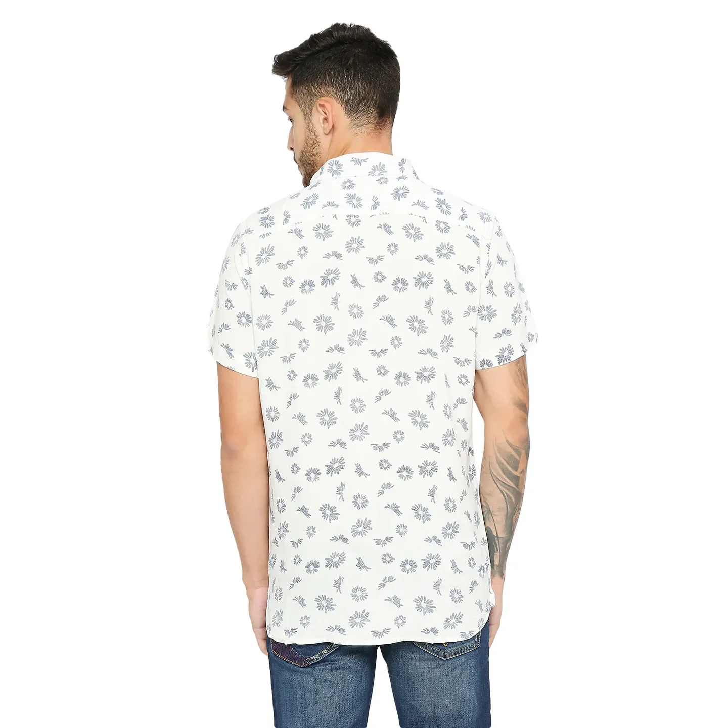 White Slim Fit Regular Collar Men's Shirt by Being Human Clothing - Image 4