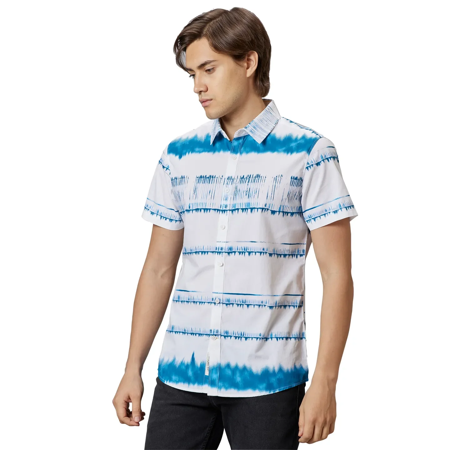 White Slim Straight Fit Regular Collar Short Sleeves Cotton Men's Shirt by Being Human Clothing - Image 2