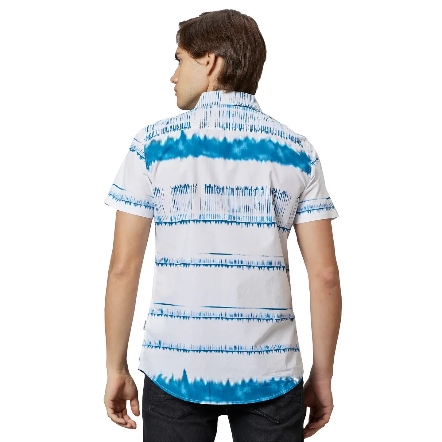 White Slim Straight Fit Regular Collar Short Sleeves Cotton Men's Shirt by Being Human Clothing - Image 3