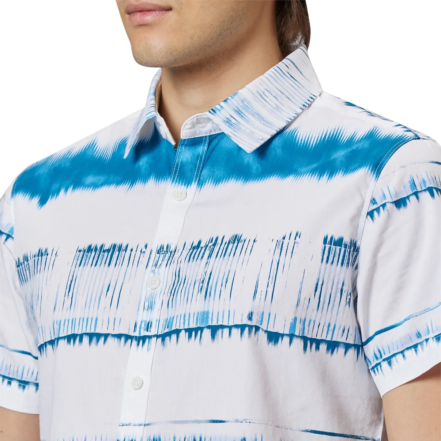 White Slim Straight Fit Regular Collar Short Sleeves Cotton Men's Shirt by Being Human Clothing - Image 4