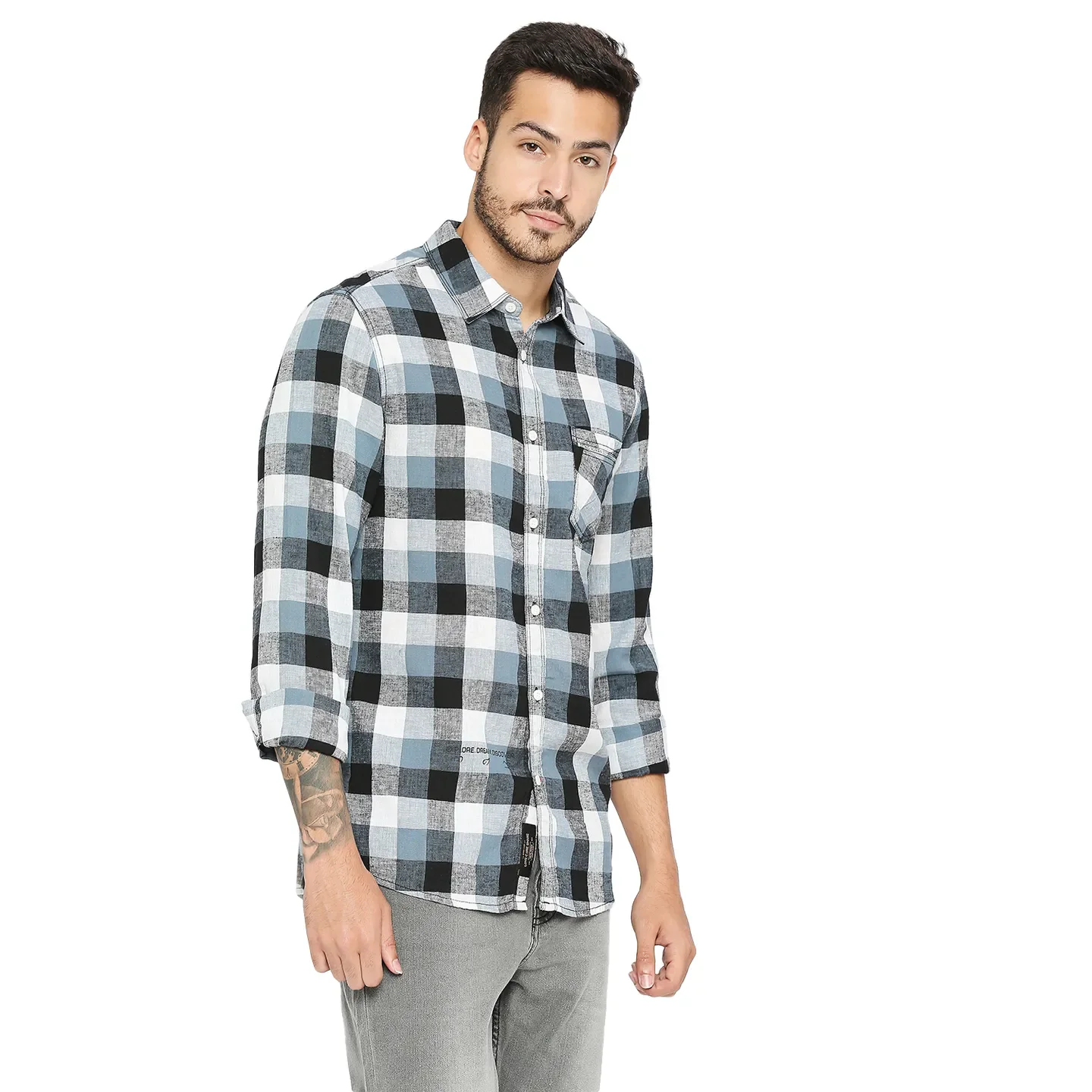 White Slim Fit Regular Collar Men's Shirt by Being Human Clothing - Image 3