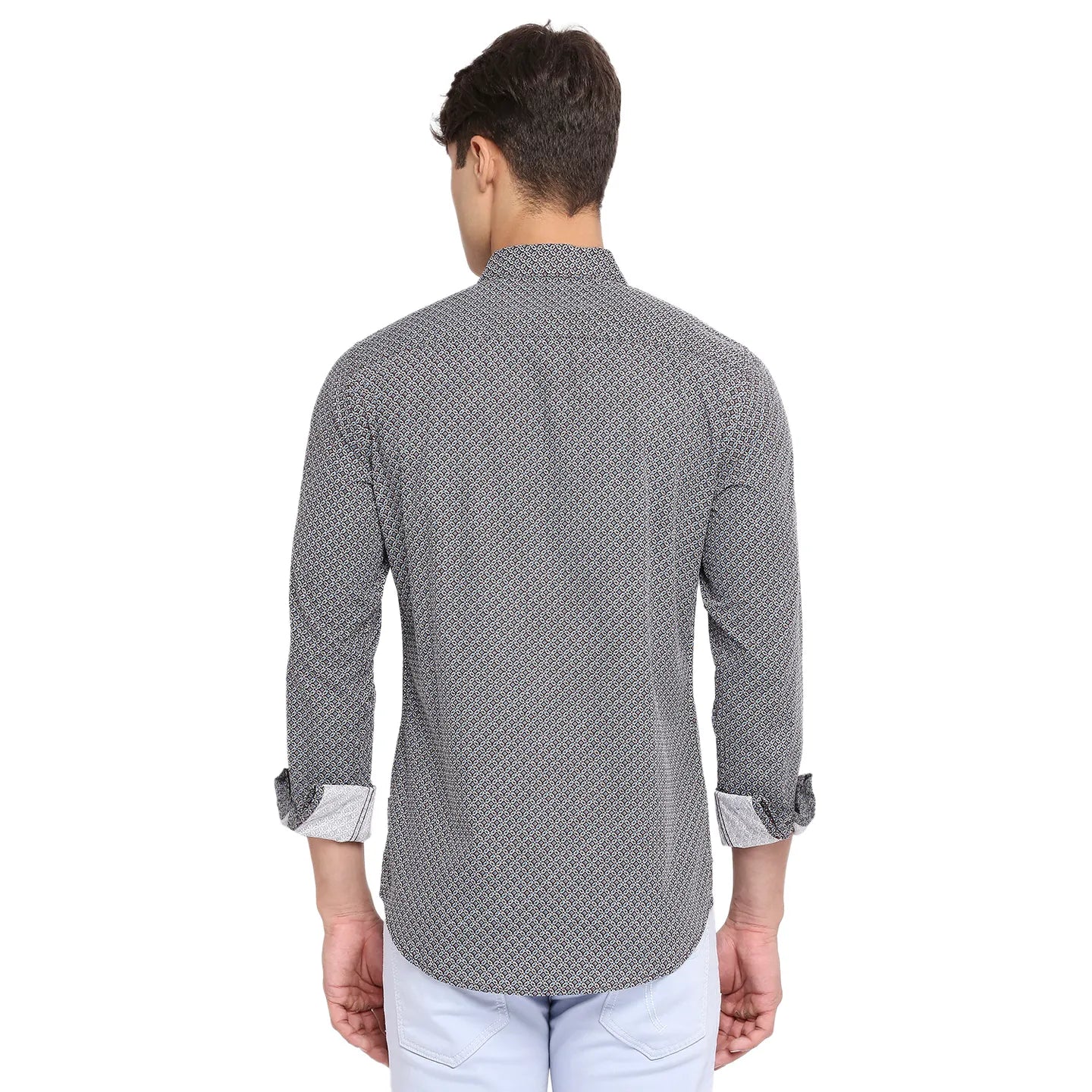 White Slim Straight Fit Regular Collar Long Sleeves Cotton Men's Shirt by Being Human Clothing - Image 4