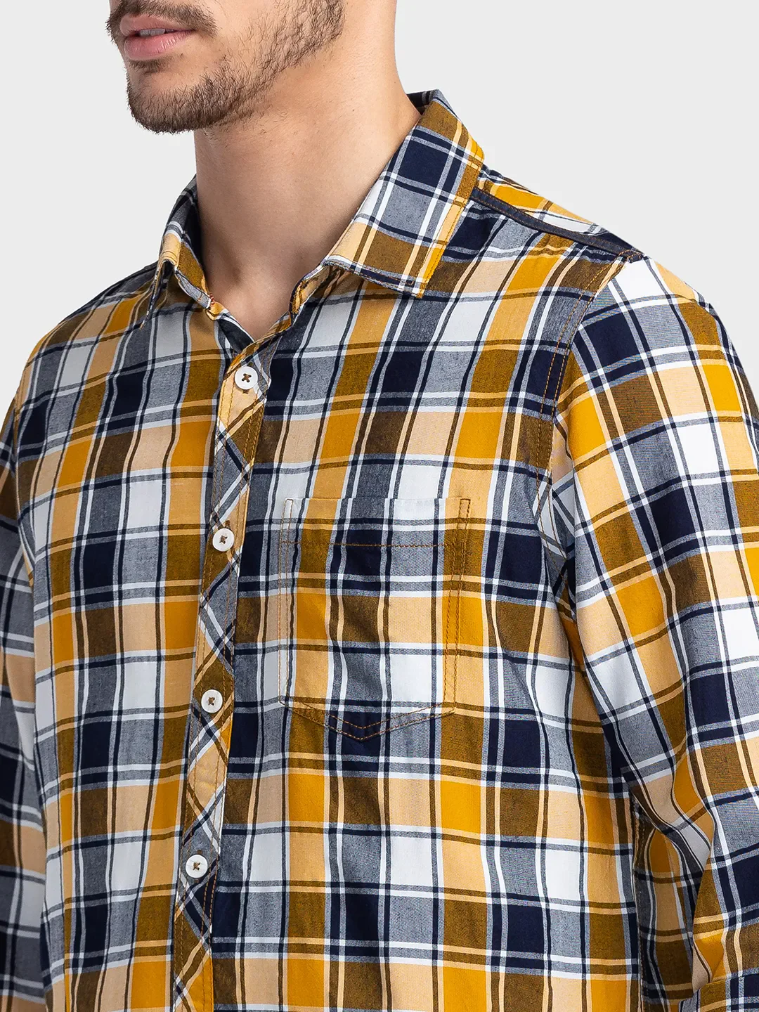 White Slim Straight Fit Regular Collar Long Sleeves Cotton Men's Shirt by Being Human Clothing - Image 5