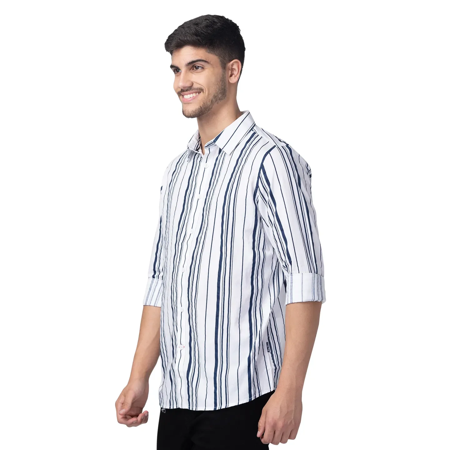 White Slim Straight Fit Regular Collar Long Sleeves Cotton Men's Shirt by Being Human Clothing - Image 2