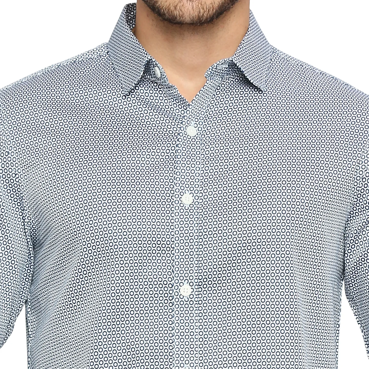 White Slim Straight Fit Regular Collar Long Sleeves Cotton Men's Shirt by Being Human Clothing - Image 5