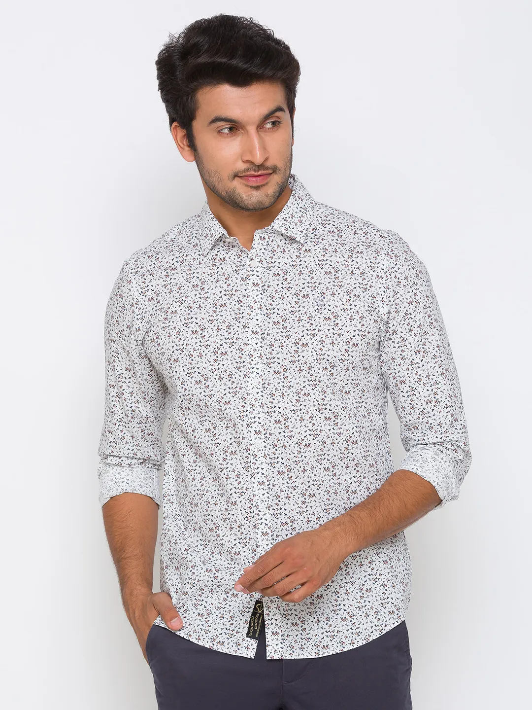 White Regular Fit Regular Collar Long Sleeves Cotton Men's Shirt by Being Human Clothing