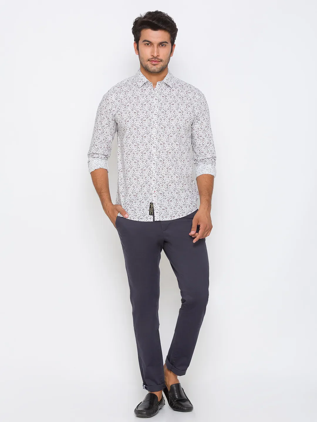 White Regular Fit Regular Collar Long Sleeves Cotton Men's Shirt by Being Human Clothing - Image 2